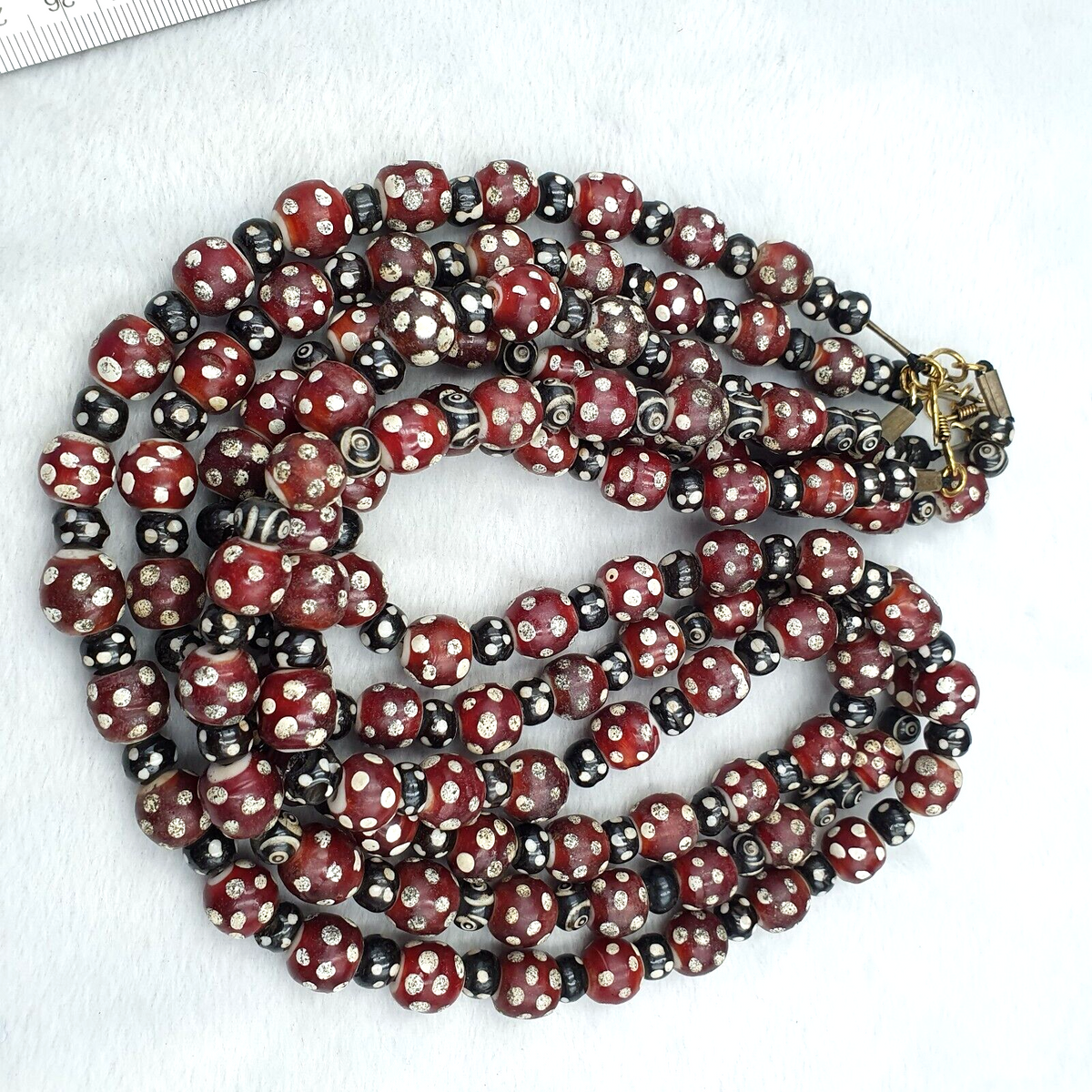 Vintage Venetian Style Trade beads red skunk eye beads Necklace