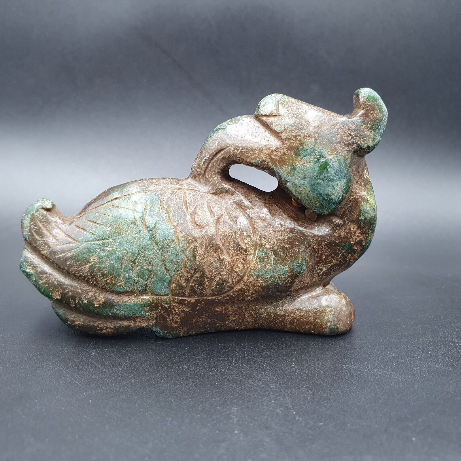 Antique Stone Jade mysterious animal carving stone Amulet Bead  Stone JD3