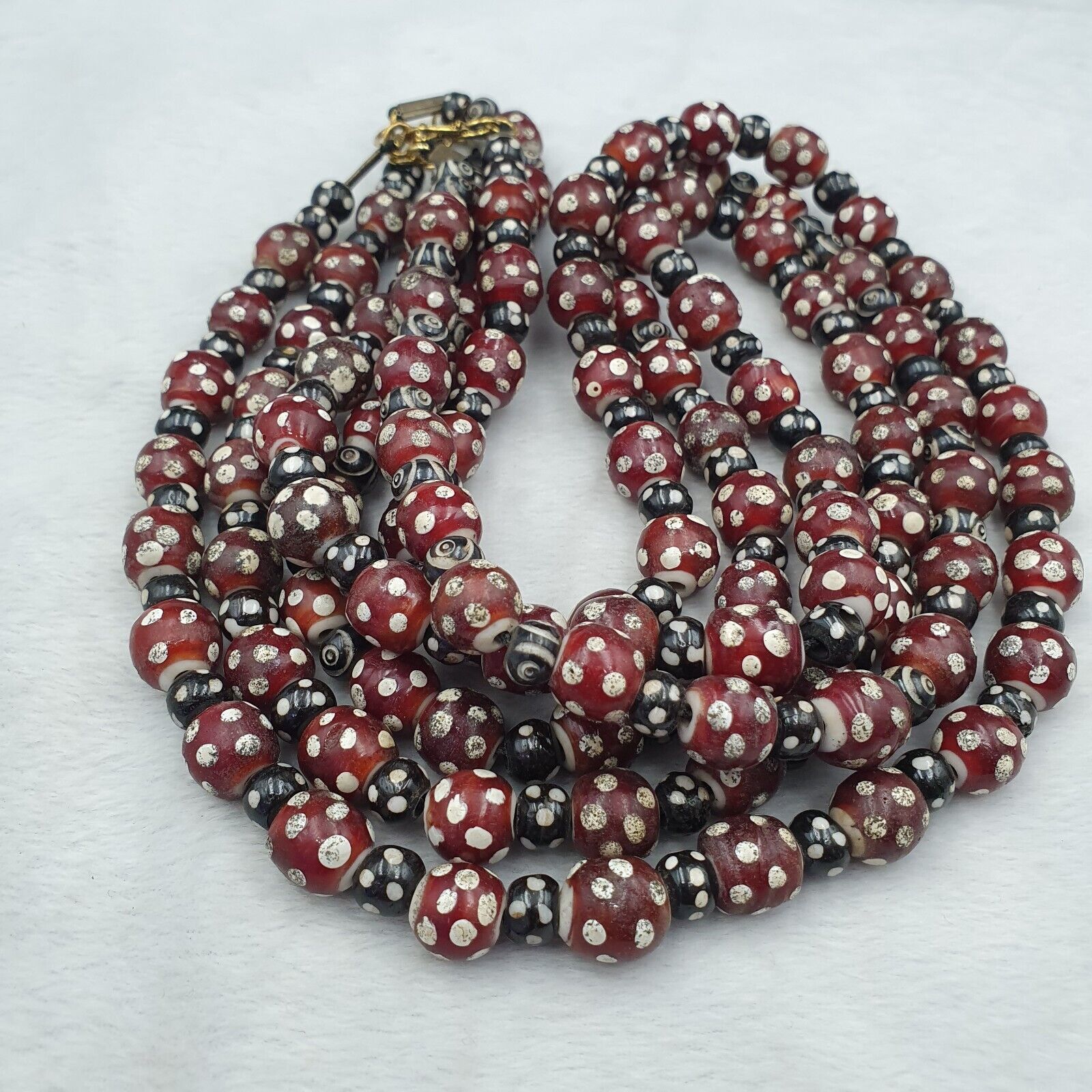 Vintage Venetian Style Trade beads red skunk eye beads Necklace