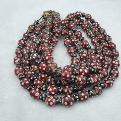 Vintage Venetian Style Trade beads red skunk eye beads Necklace