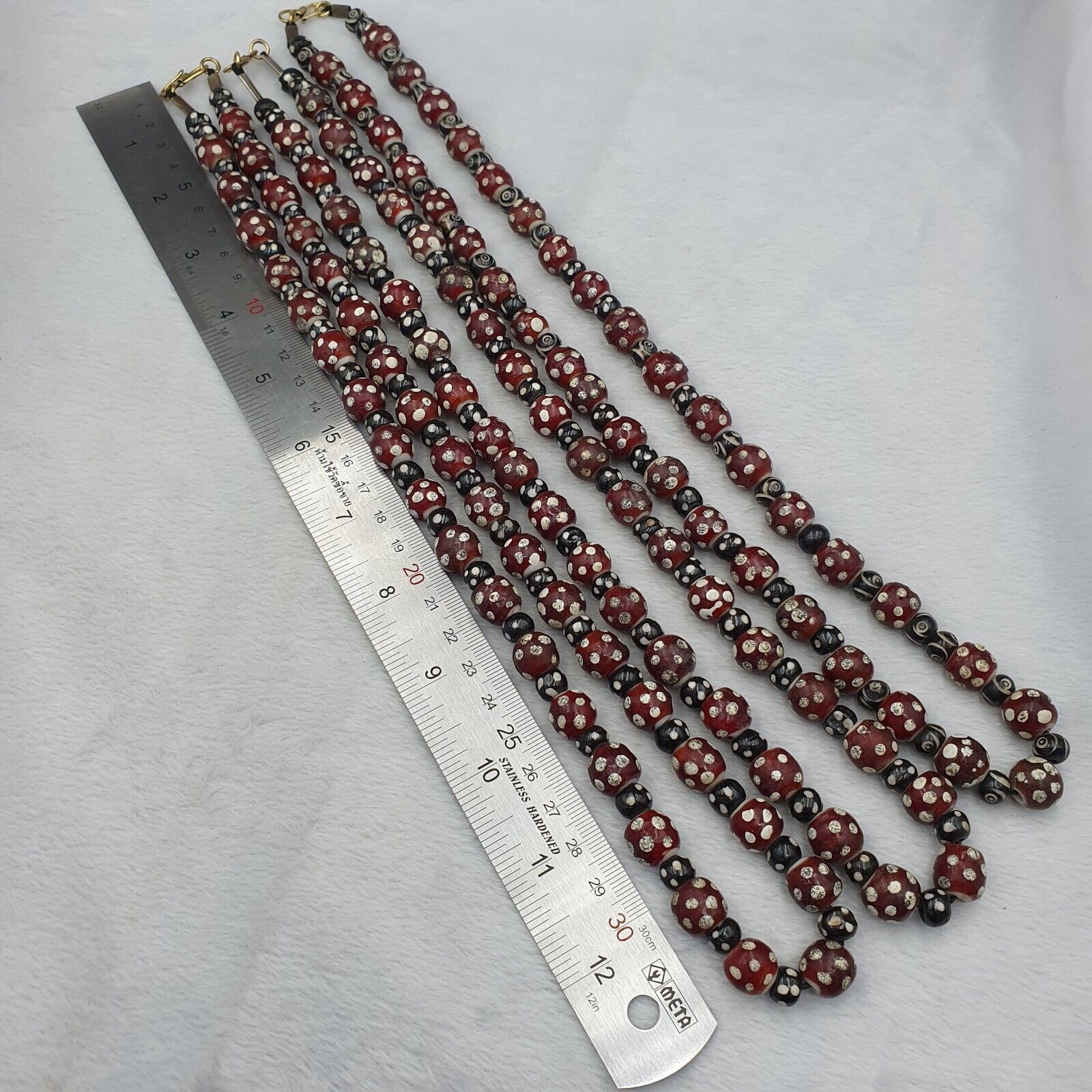 Vintage Venetian Style Trade beads red skunk eye beads Necklace