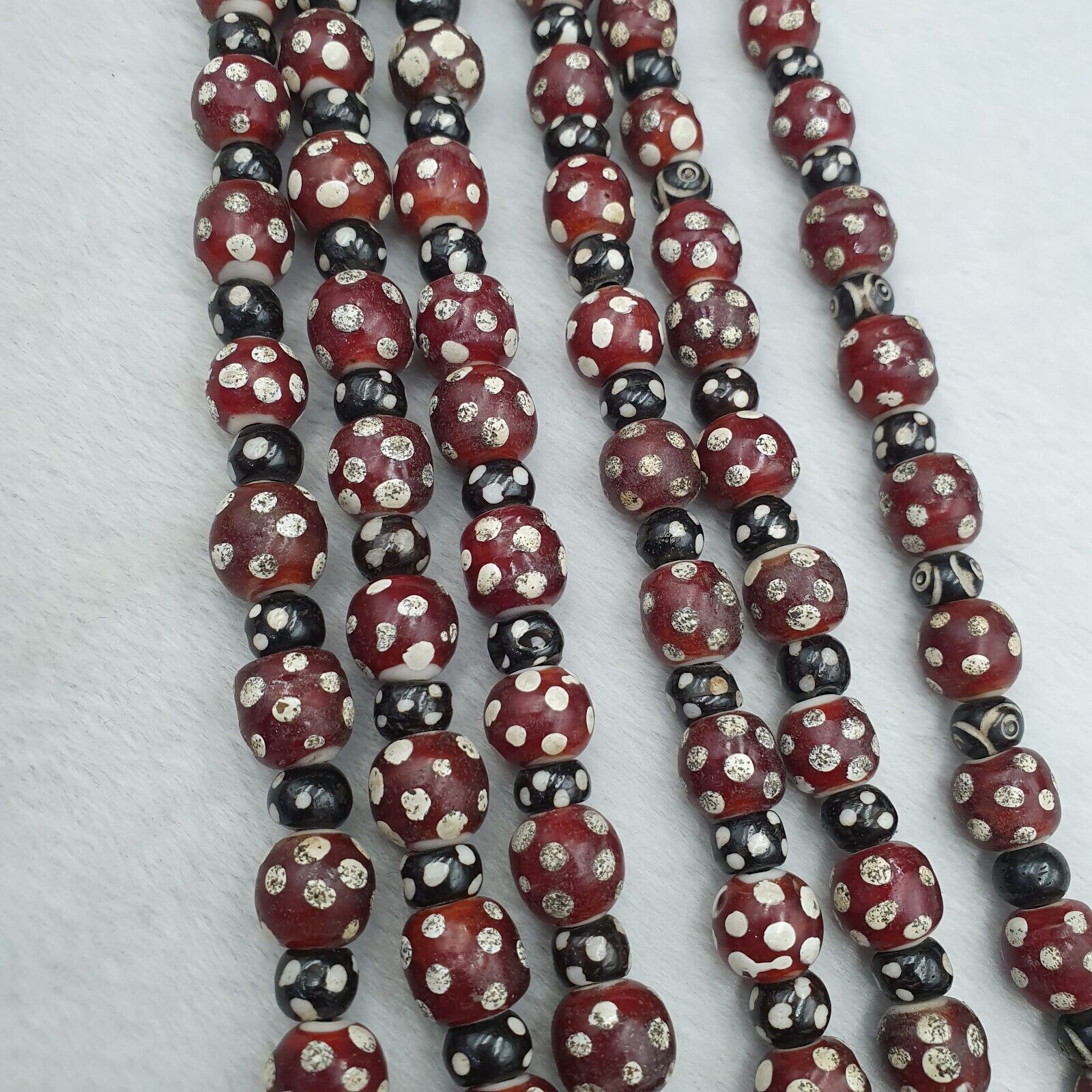 Vintage Venetian Style Trade beads red skunk eye beads Necklace