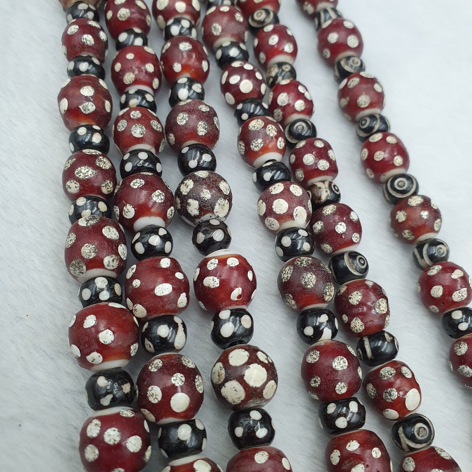 Vintage Venetian Style Trade beads red skunk eye beads Necklace