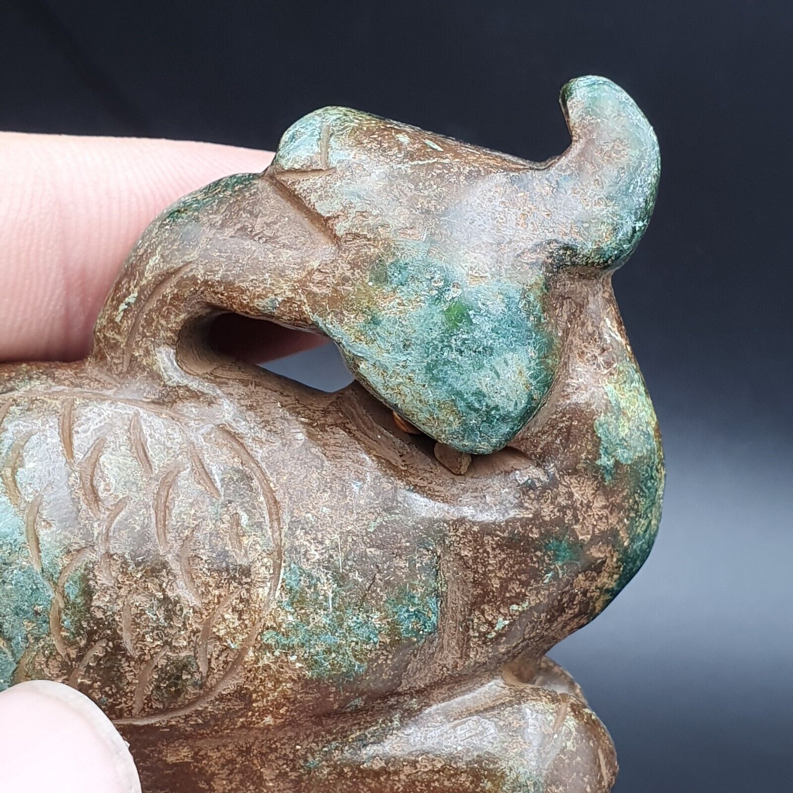 Antique Stone Jade mysterious animal carving stone Amulet Bead  Stone JD3