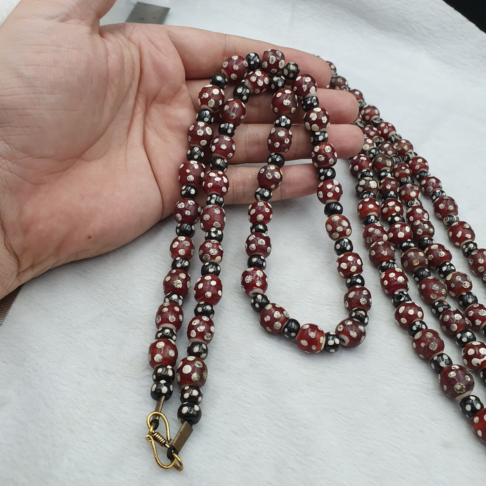 Vintage Venetian Style Trade beads red skunk eye beads Necklace