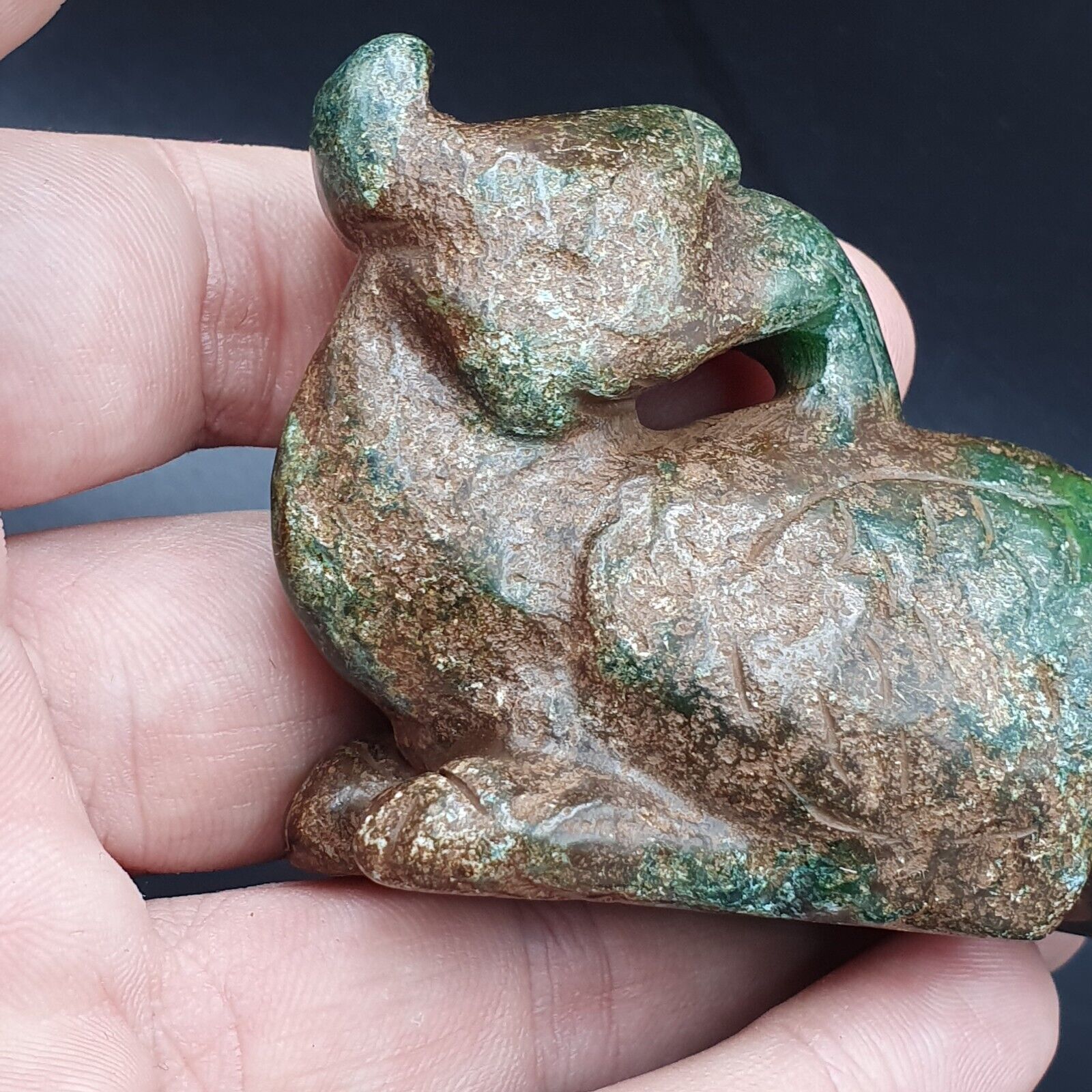 Antique Stone Jade mysterious animal carving stone Amulet Bead  Stone JD3