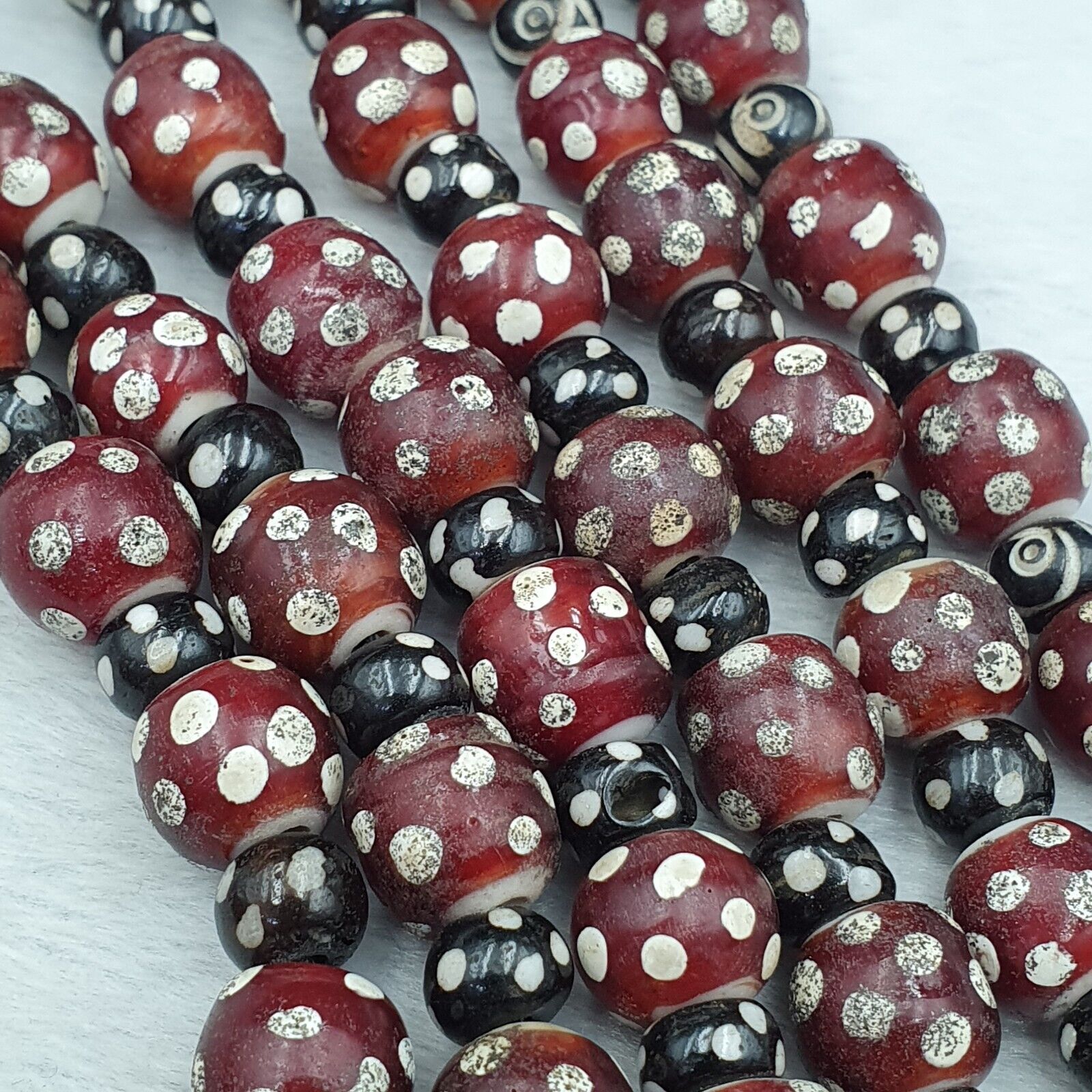 Vintage Venetian Style Trade beads red skunk eye beads Necklace