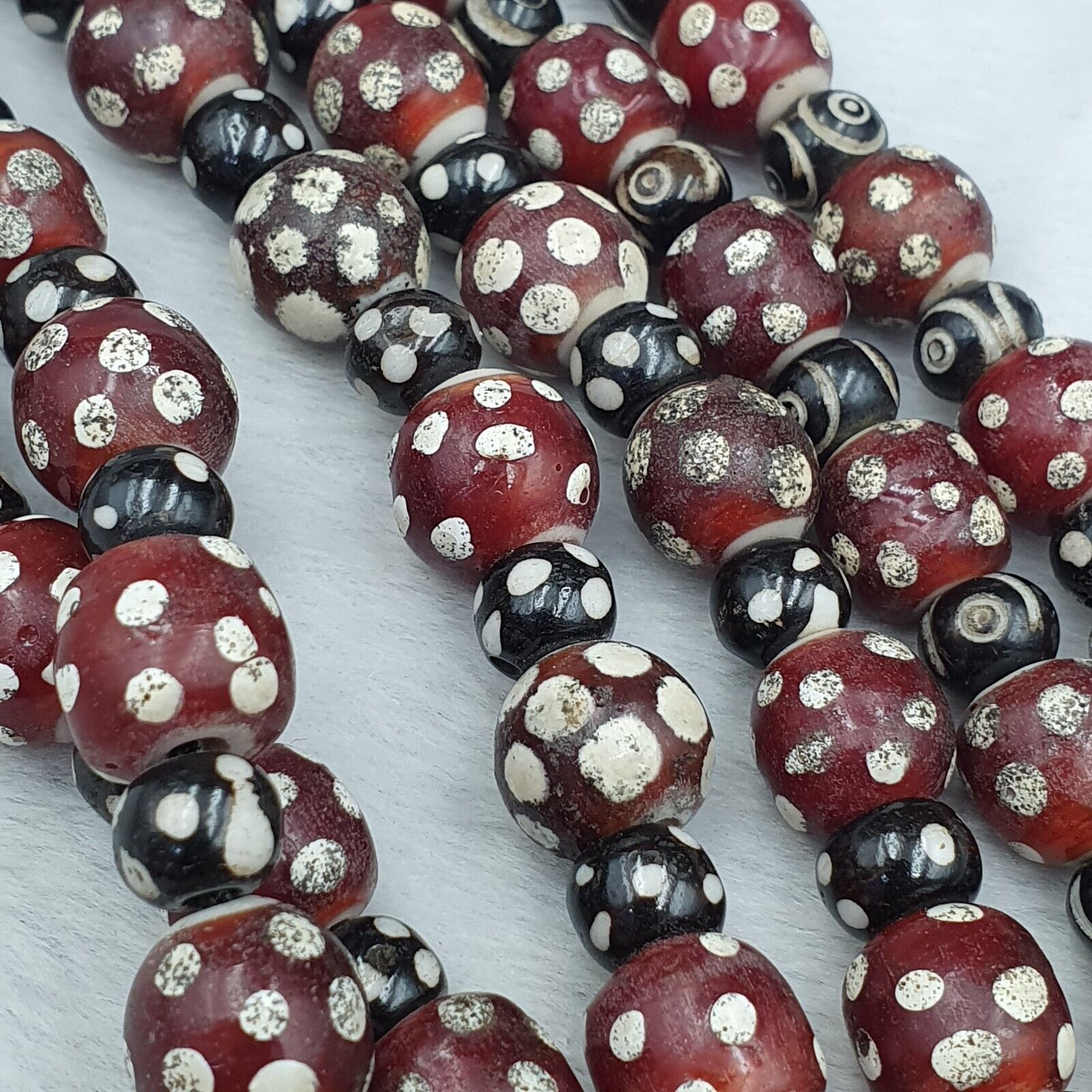 Vintage Venetian Style Trade beads red skunk eye beads Necklace