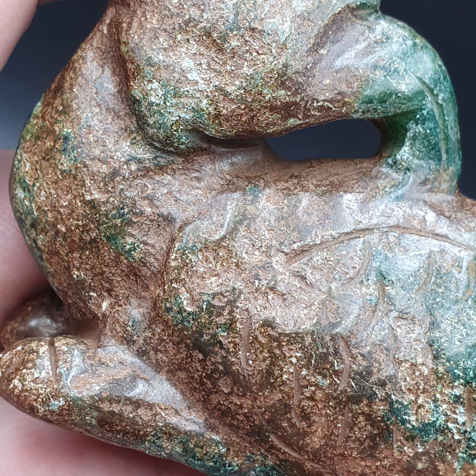Antique Stone Jade mysterious animal carving stone Amulet Bead  Stone JD3