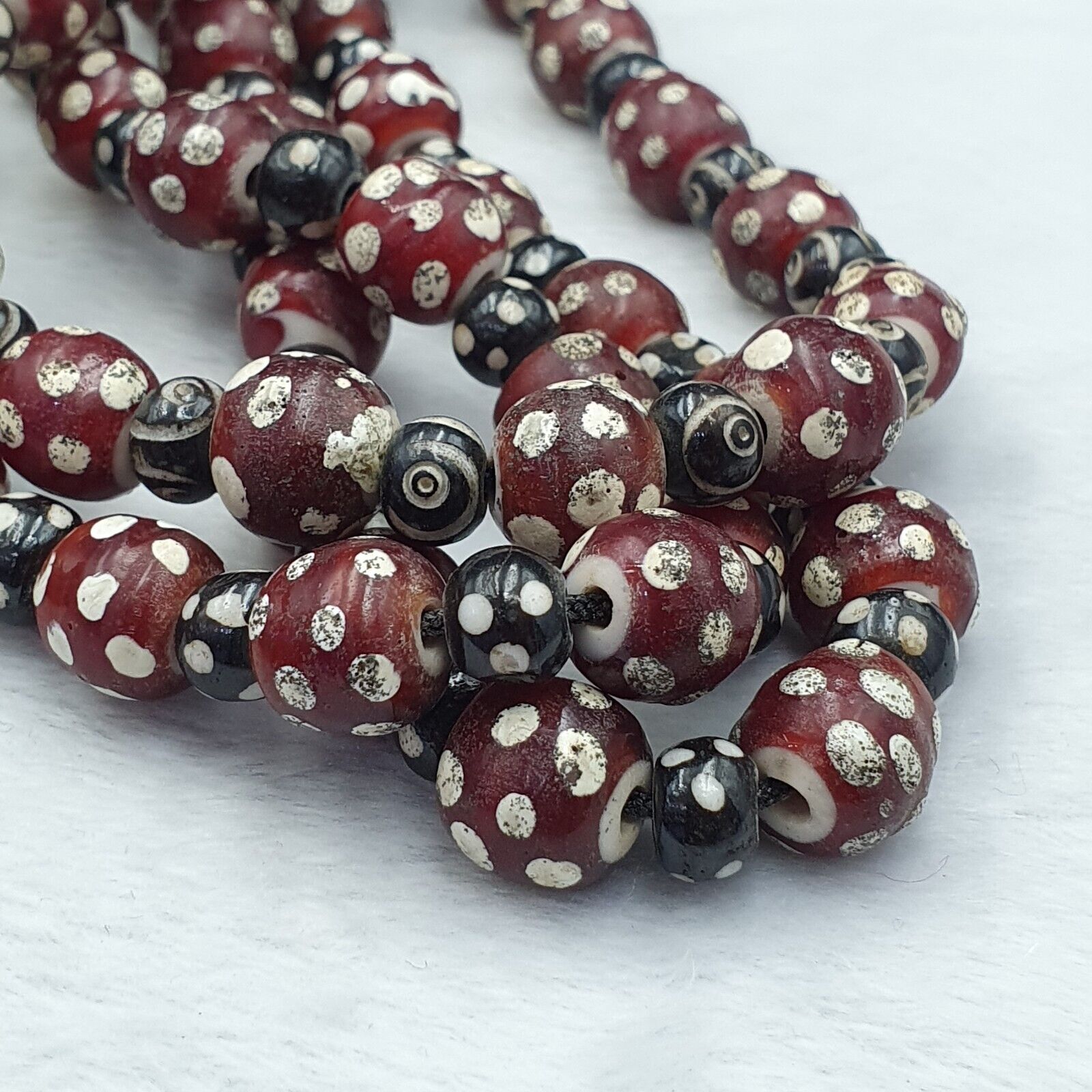 Vintage Venetian Style Trade beads red skunk eye beads Necklace