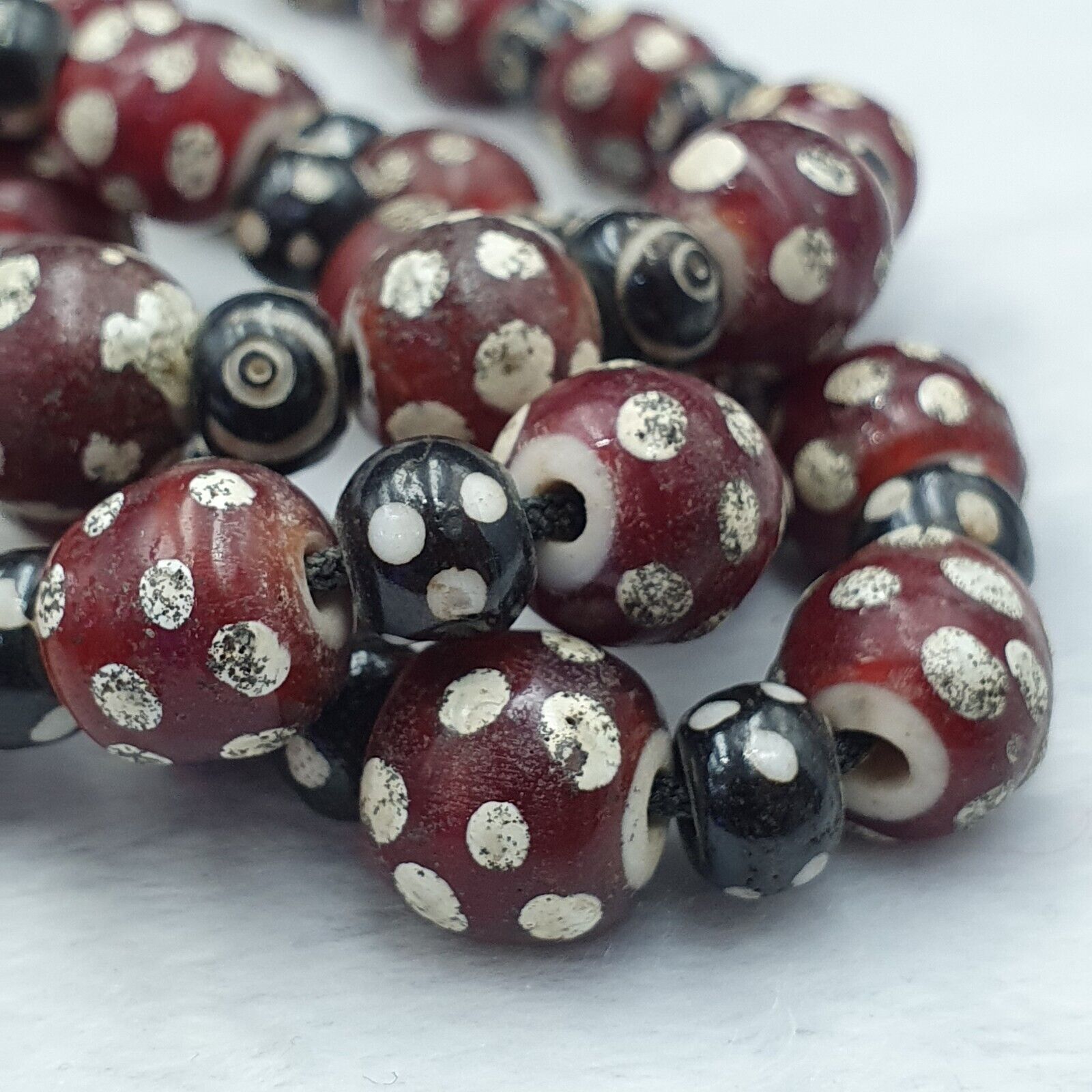 Vintage Venetian Style Trade beads red skunk eye beads Necklace