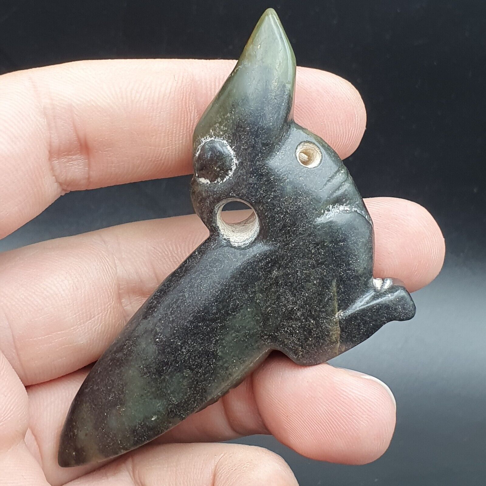 Antique Stone Jade mysterious Creature Animal carving stone Amulet   JD-8
