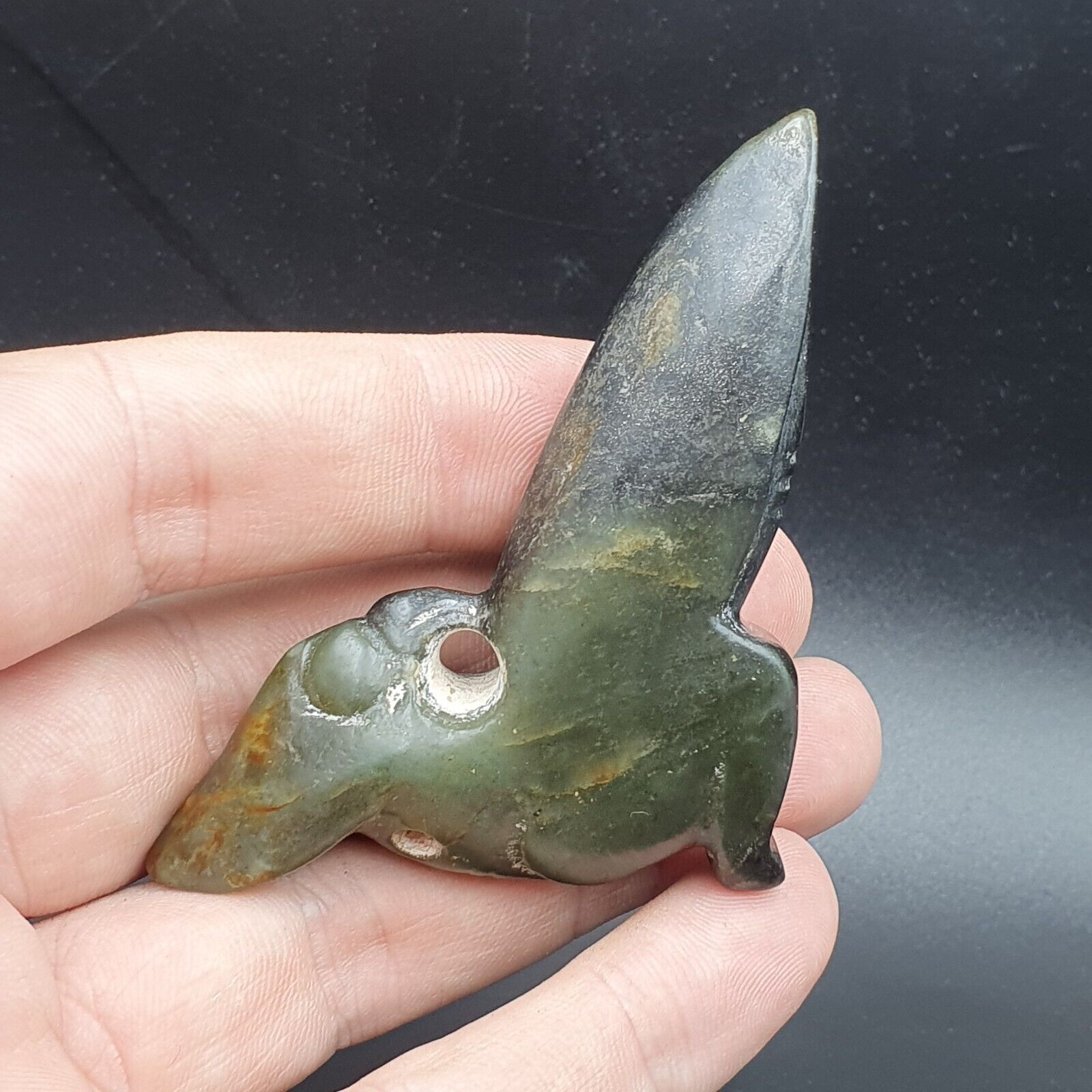 Antique Stone Jade mysterious Creature Animal carving stone Amulet   JD-8