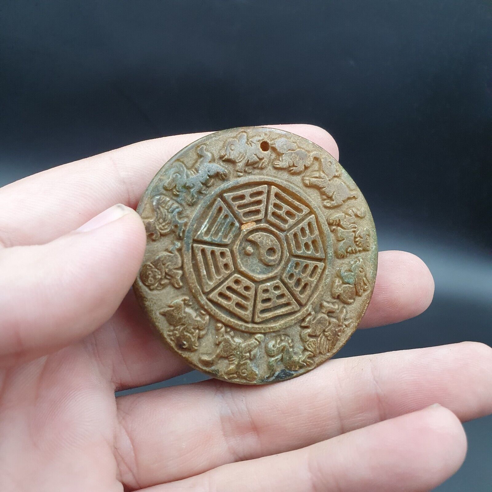 Antique Stone Jade Chinese Zodiac Animals carving stone Stamp Seal Amulet   JD-9