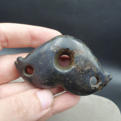 Antique Black Magnetic Stone mysterious animal carving Jade Amulet Stone MG - 1
