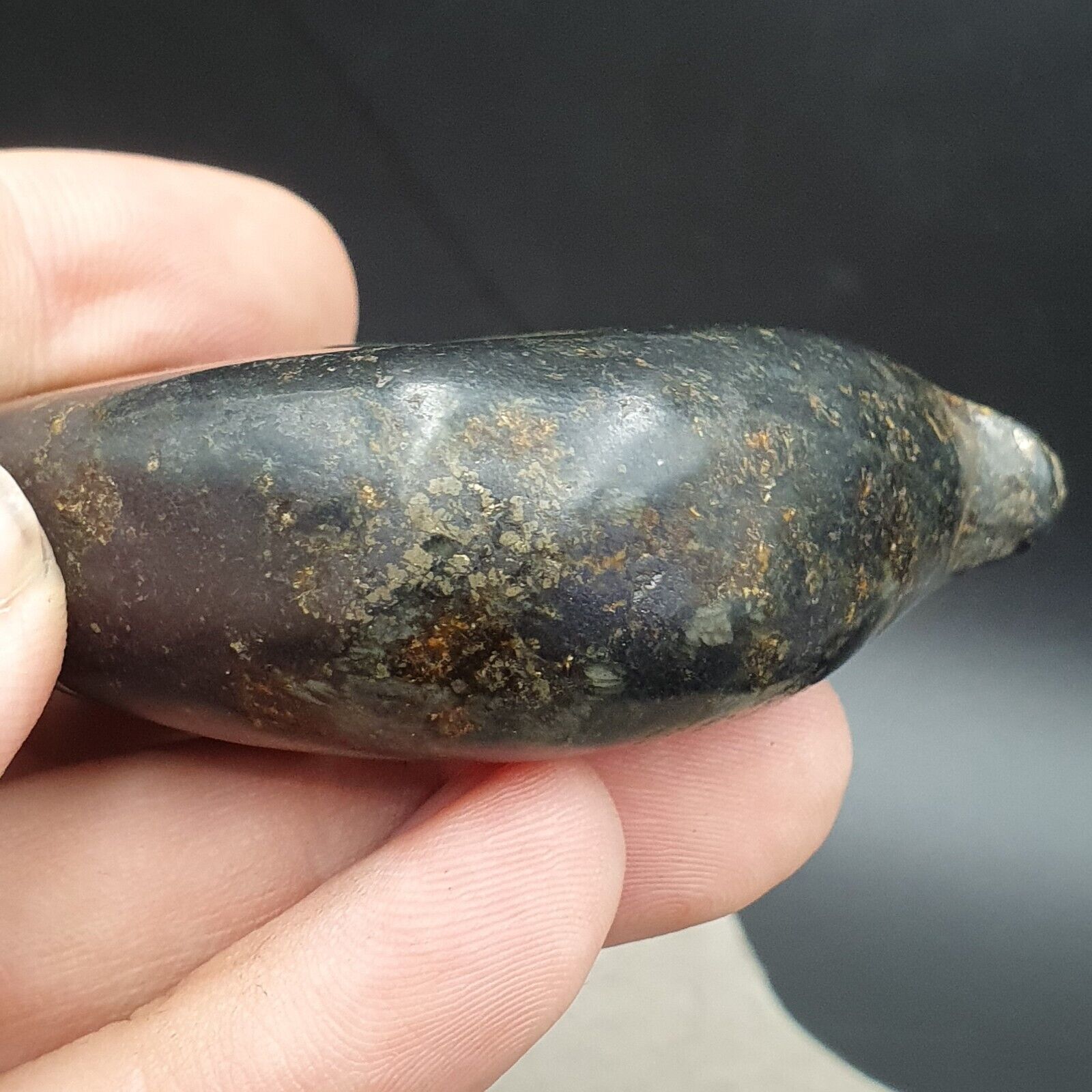 Antique Black Magnetic Stone mysterious animal carving Jade Amulet Stone MG - 1