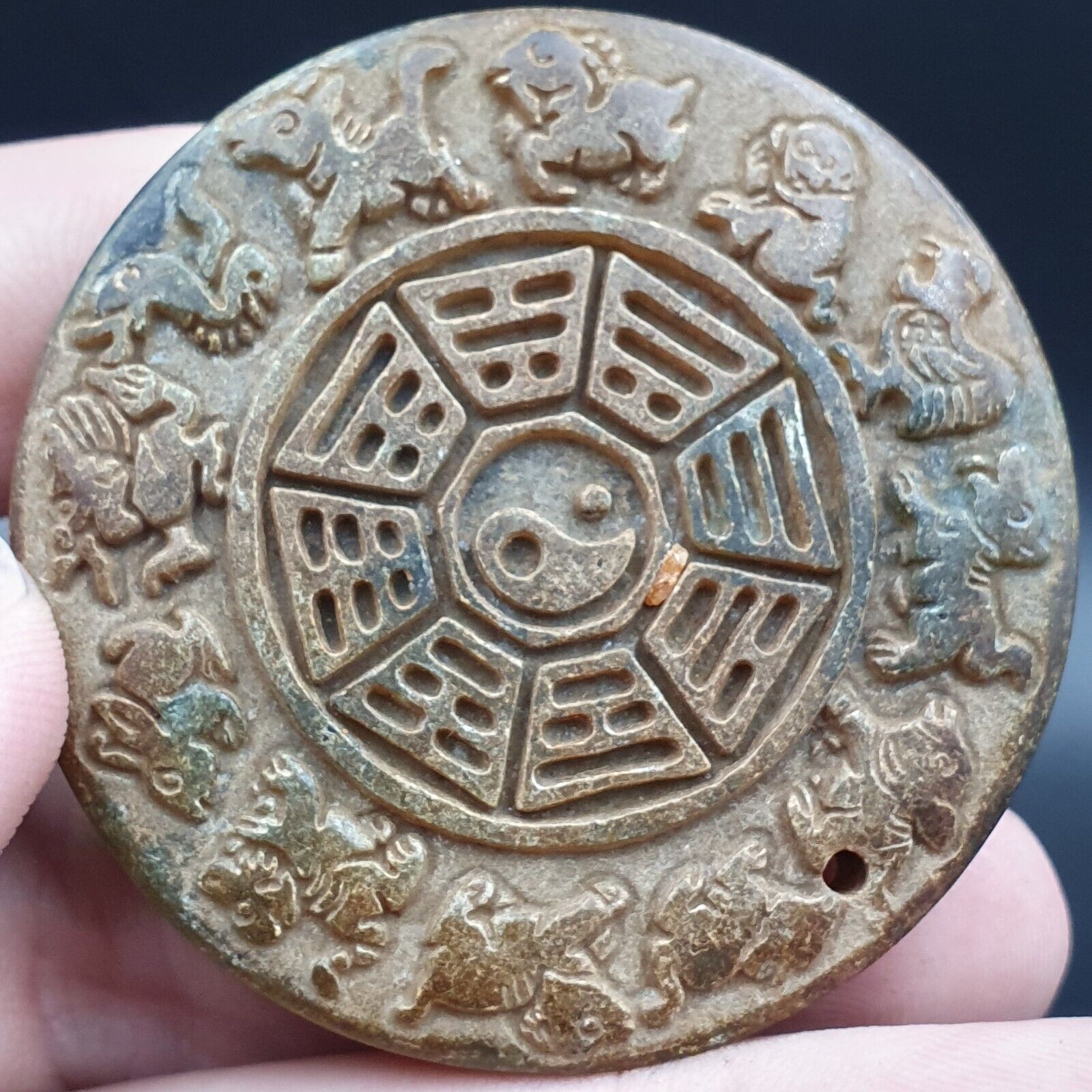 Antique Stone Jade Chinese Zodiac Animals carving stone Stamp Seal Amulet   JD-9