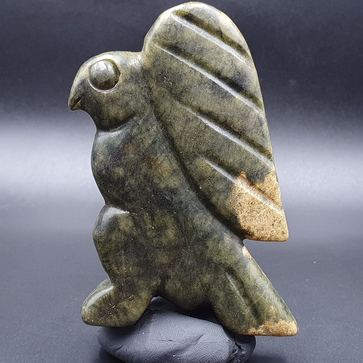 Antique Stone  Nephrite Jade mysterious Bird carving stone Amulet Bead  JD-5