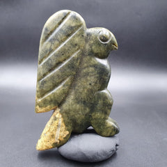 Antique Stone  Nephrite Jade mysterious Bird carving stone Amulet Bead  JD-5
