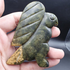 Antique Stone  Nephrite Jade mysterious Bird carving stone Amulet Bead  JD-5