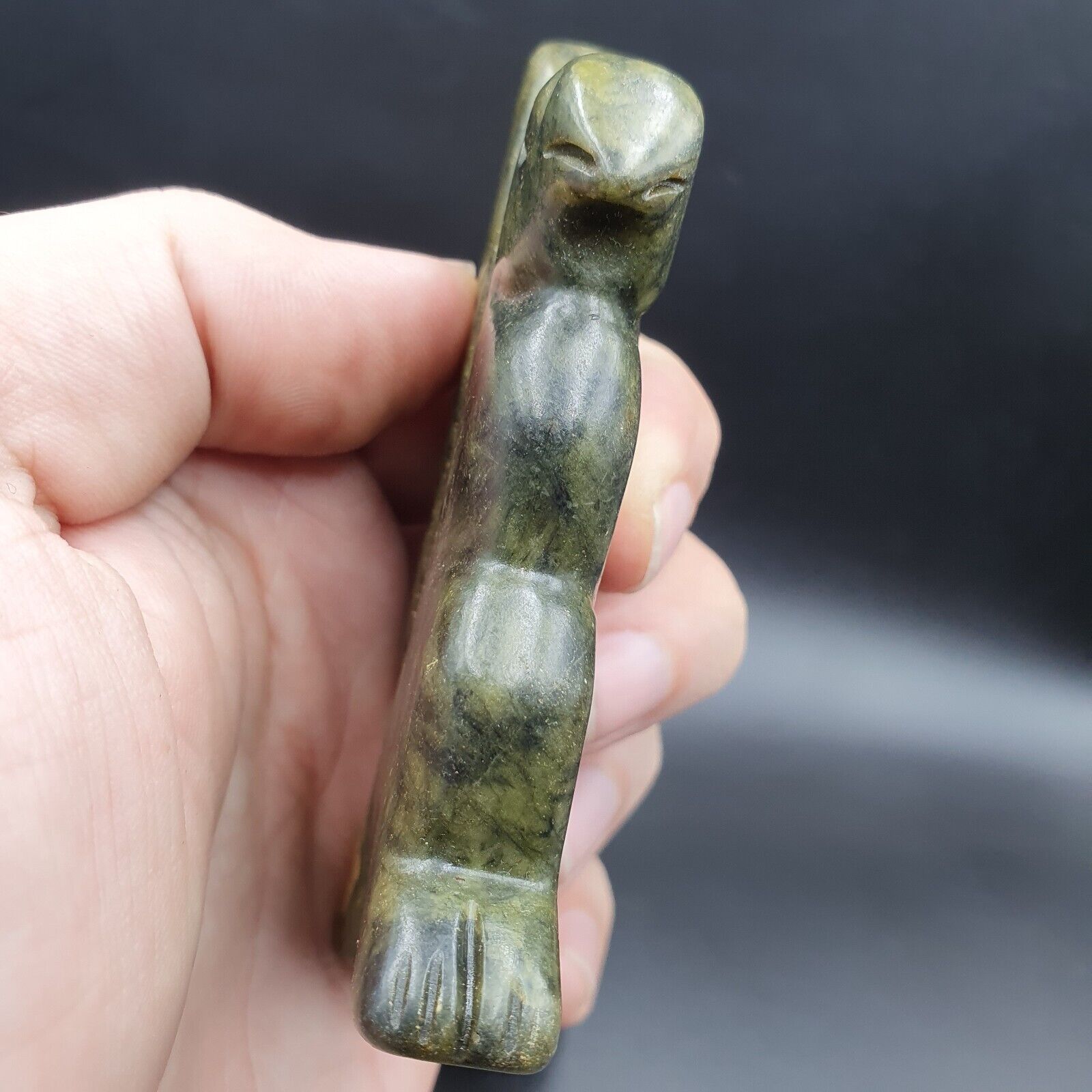 Antique Stone  Nephrite Jade mysterious Bird carving stone Amulet Bead  JD-5