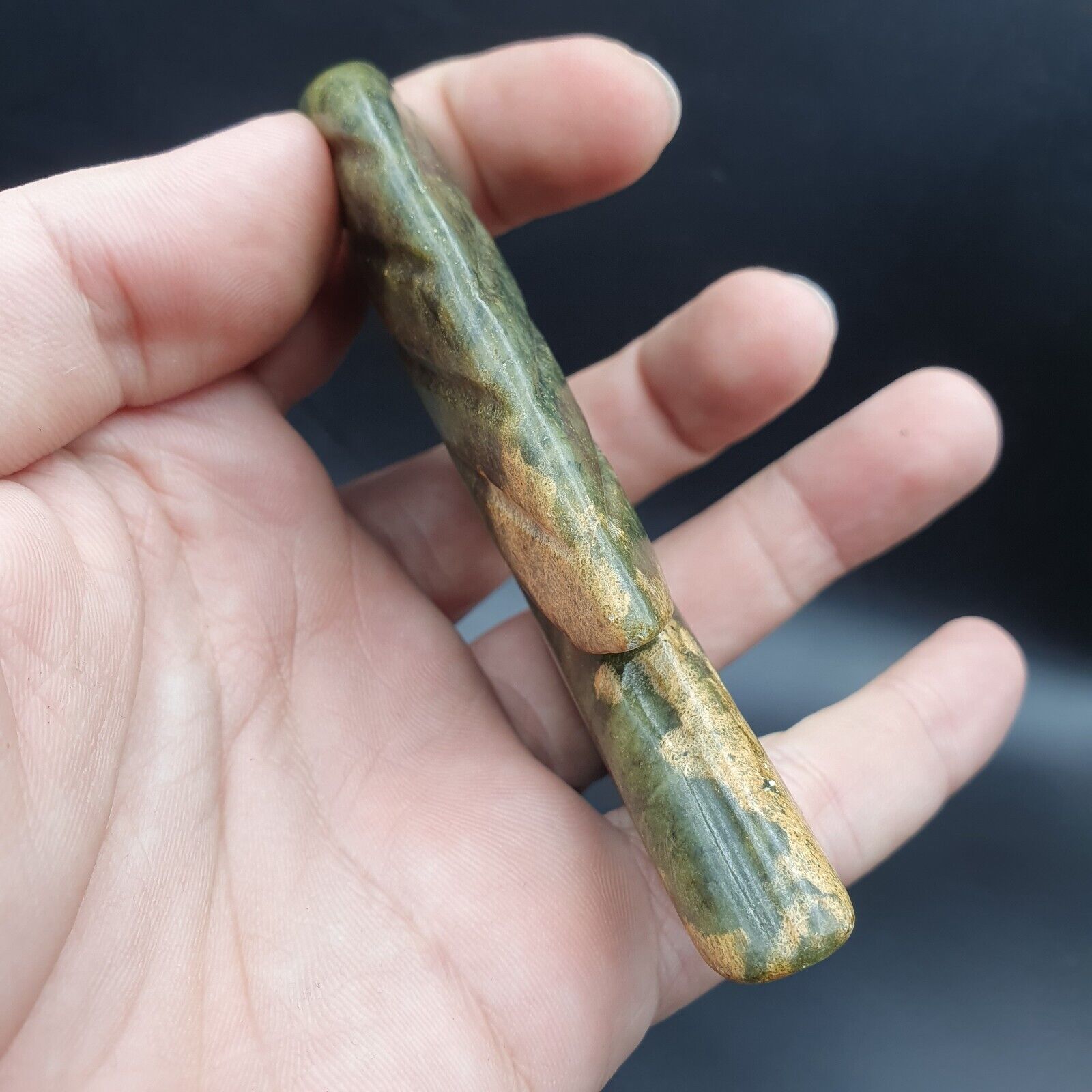 Antique Stone  Nephrite Jade mysterious Bird carving stone Amulet Bead  JD-5