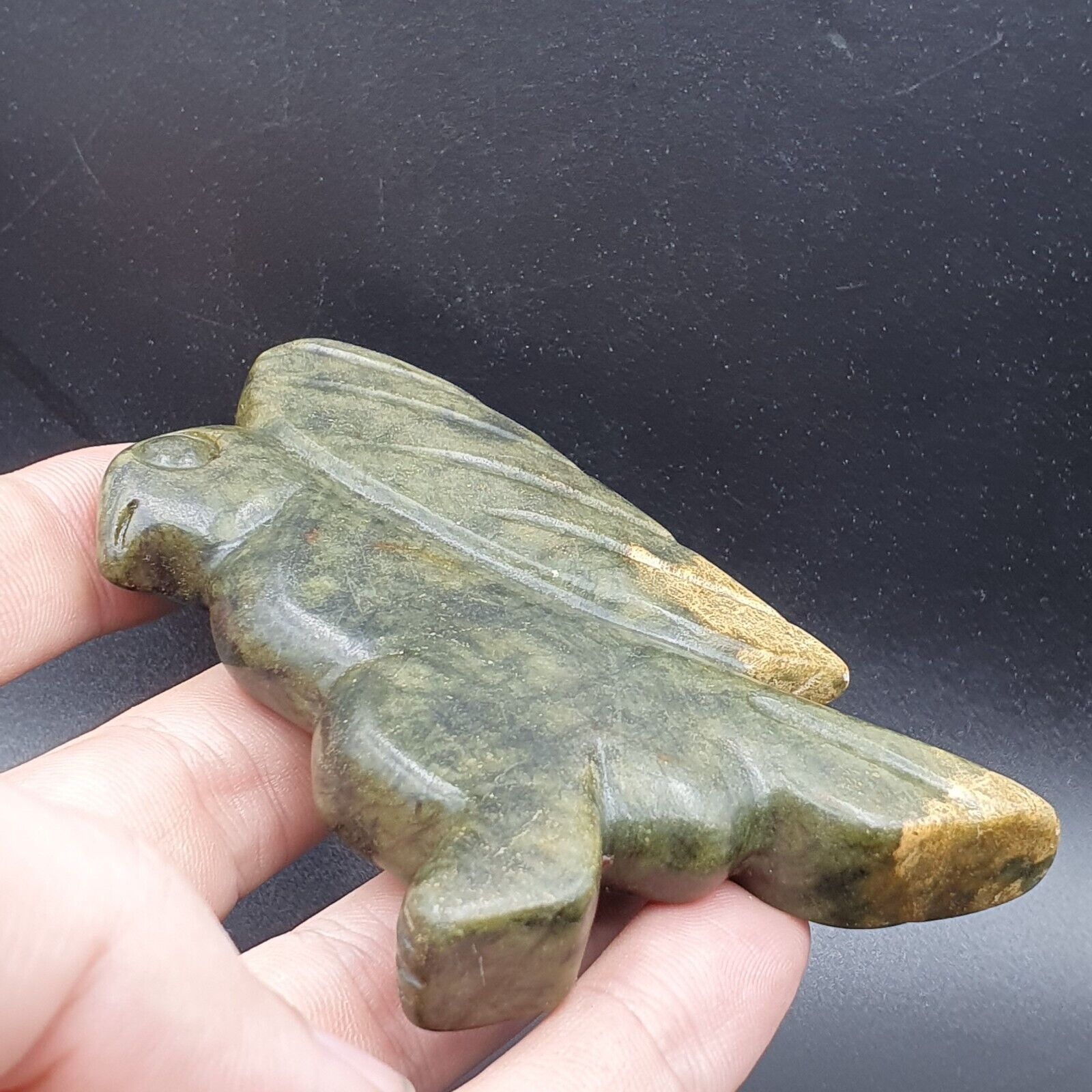 Antique Stone  Nephrite Jade mysterious Bird carving stone Amulet Bead  JD-5
