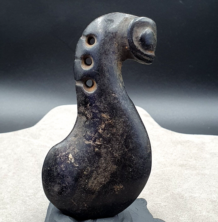 Antique Black Magnetic Stone Mysterious Animal Carving Jade Amulet Stone Mg - 3