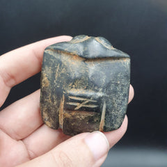 Antique Black Magnetic Stone mysterious animal carving Jade Amulet Stone MG - 2