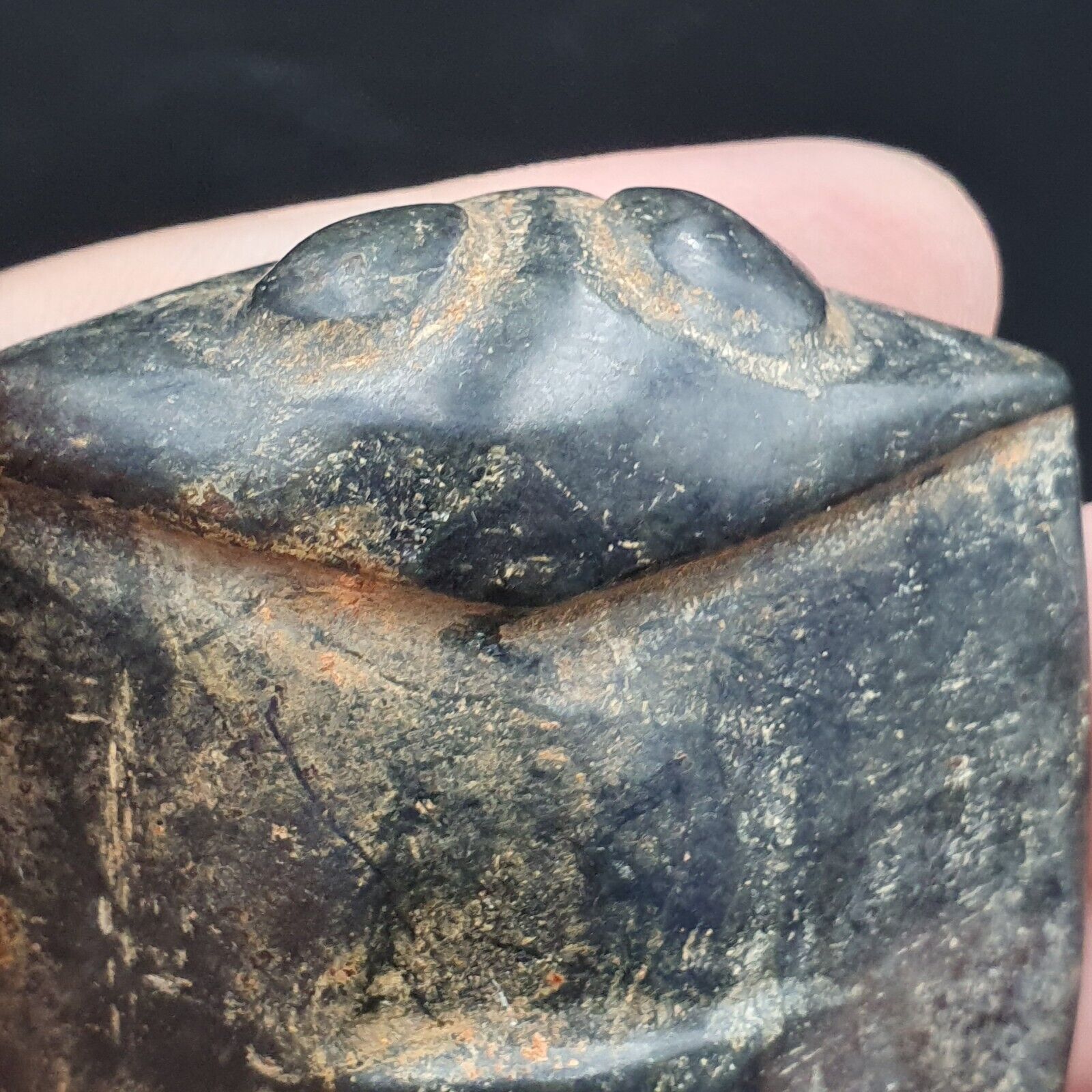 Antique Black Magnetic Stone mysterious animal carving Jade Amulet Stone MG - 2