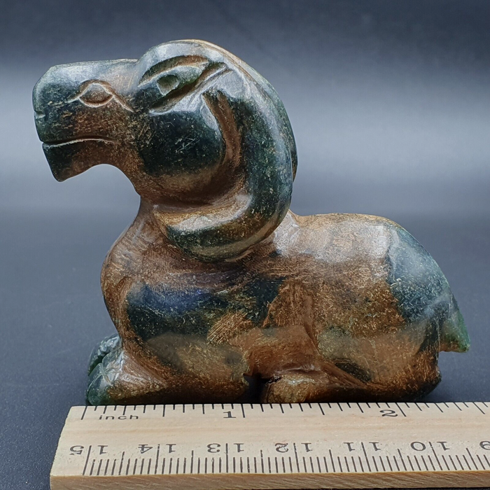 Antique Stone Jade Mysterious Animal Sheep Carving Stone Amulet Bead Stone JD2