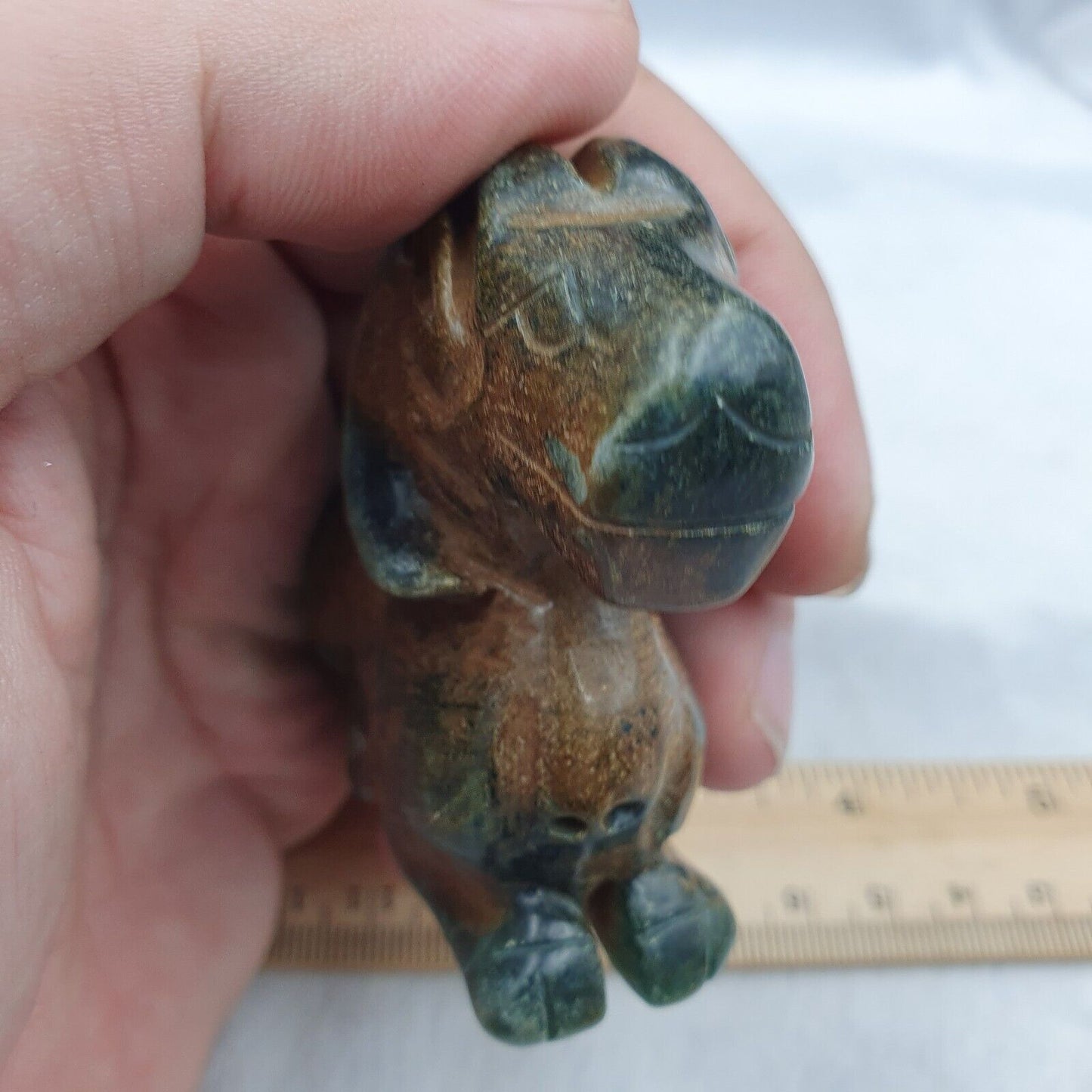 Antiker Stein Jade geheimnisvolles Tier Schaf Schnitzstein Amulett Perlenstein JD2
