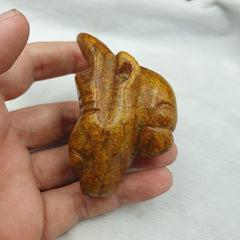 Antique Stone yellow Jade mystic Creature carving stone Amulet Bead  JD-10