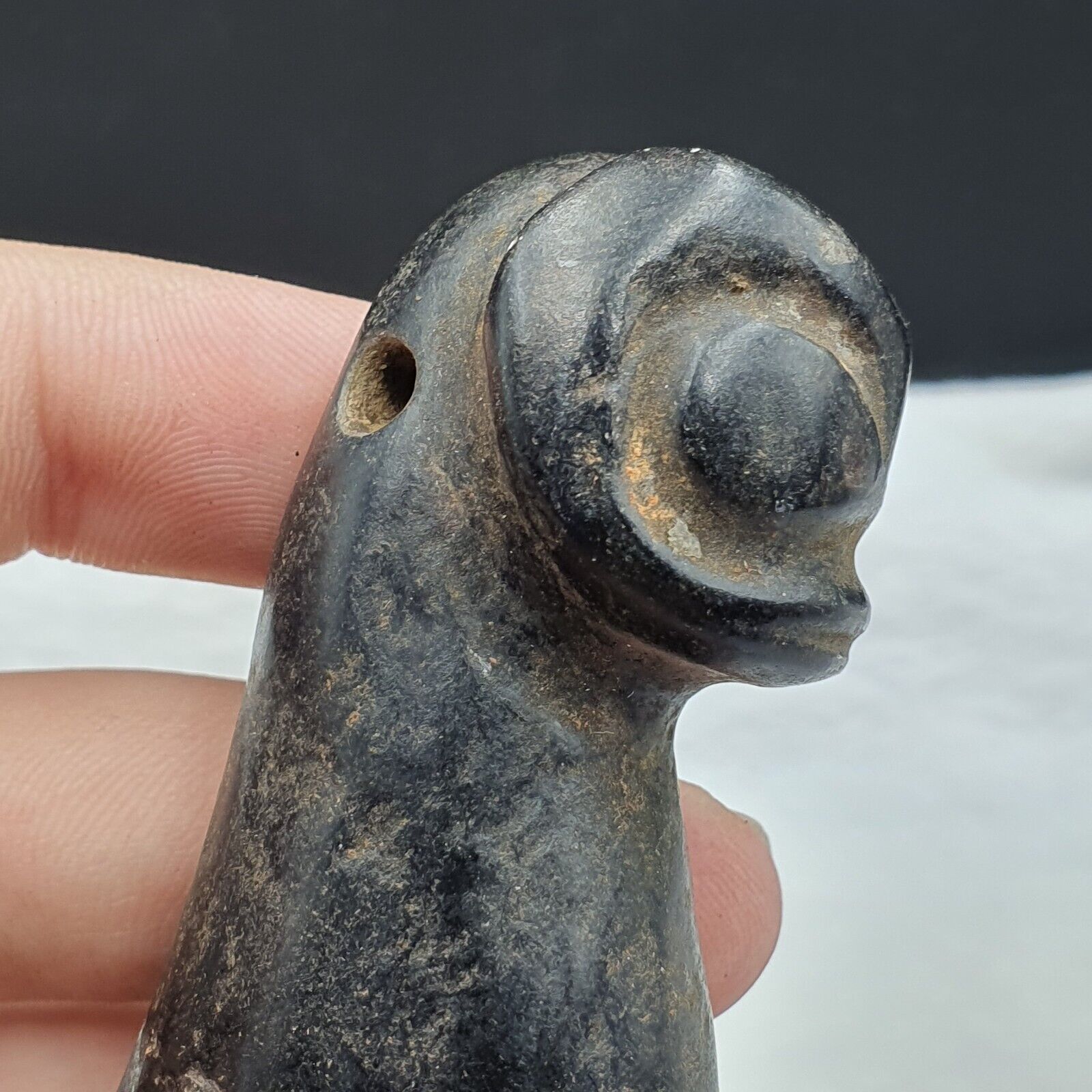 Antique Black Magnetic Stone mysterious animal carving Jade Amulet Stone MG-10