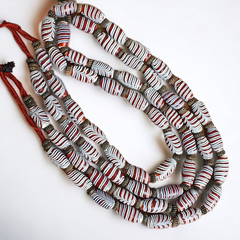 Vintage Venerano ART Fancy  Feather Beads 18x9.5MM  GLASS BEADS 24" Necklace F-2