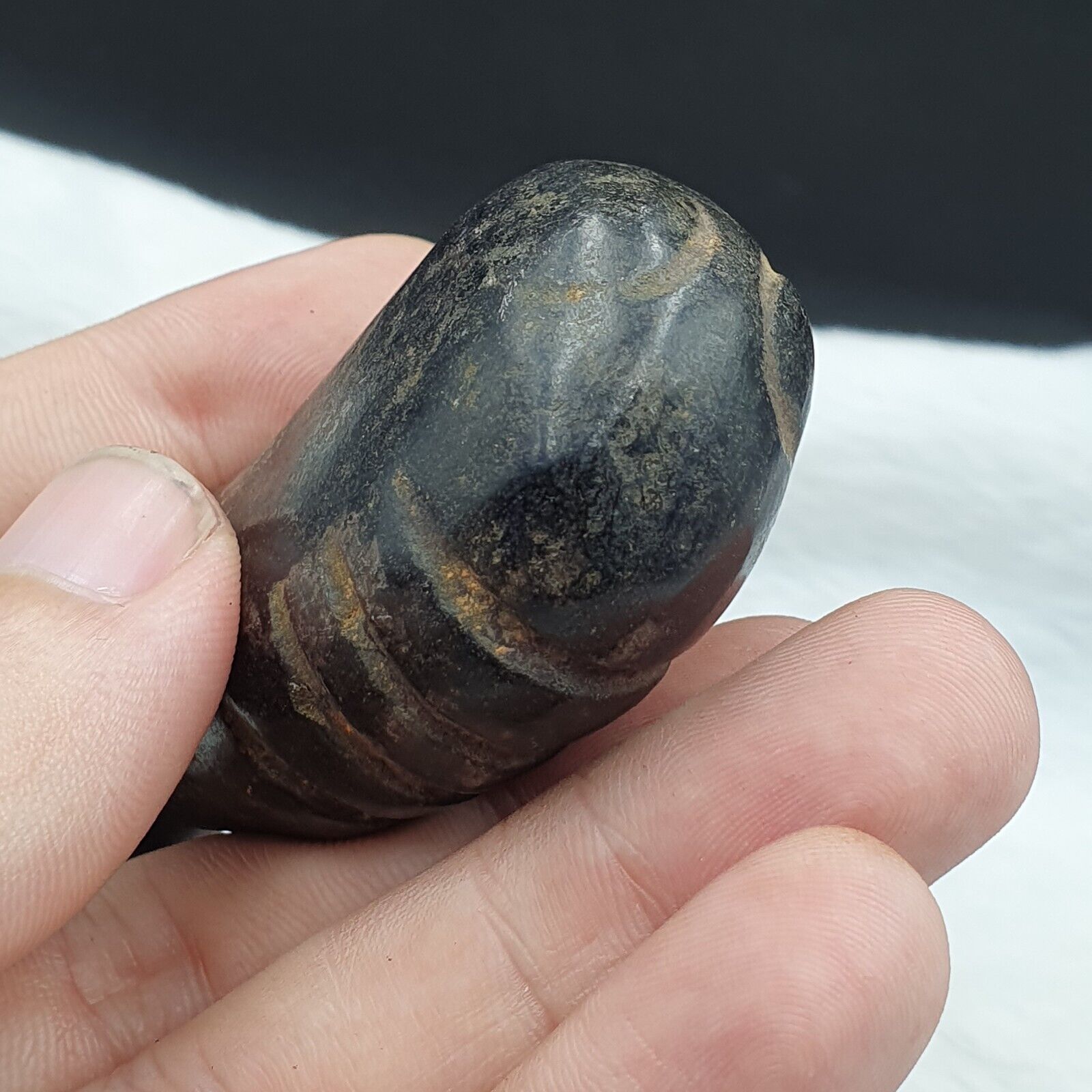 Antique Black Magnetic Stone mysterious animal carving Jade Amulet Stone MG-10