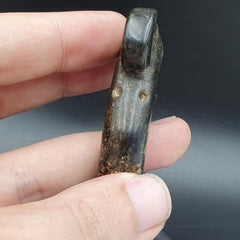 Antique Black Magnetic Stone Snake animal carving Jade Amulet Stone MG-12