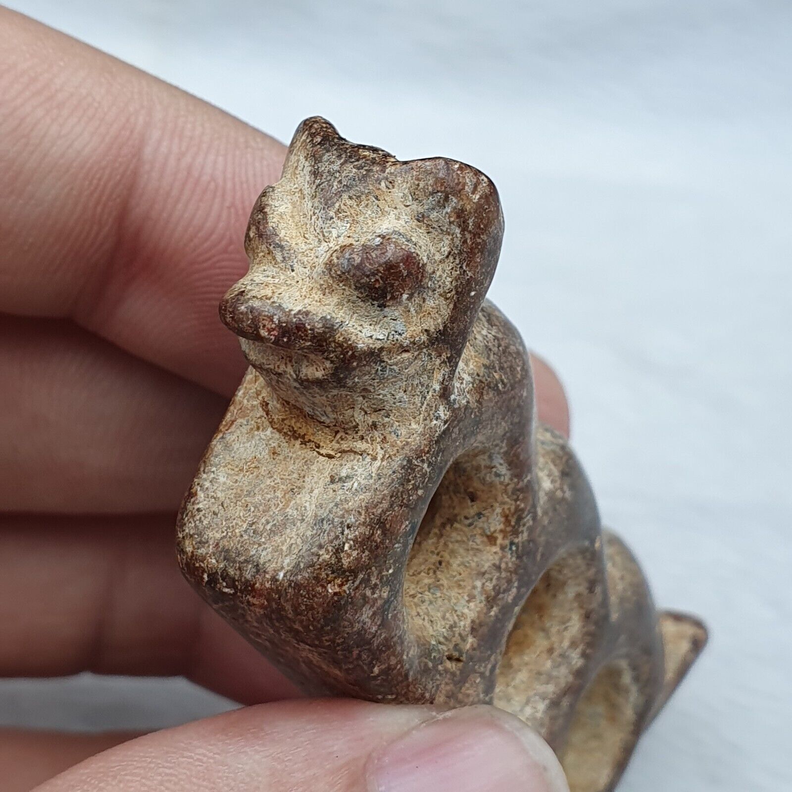 Antique Stone rusted Jade mystic Creature carving stone Pendent Amulet  JD-14