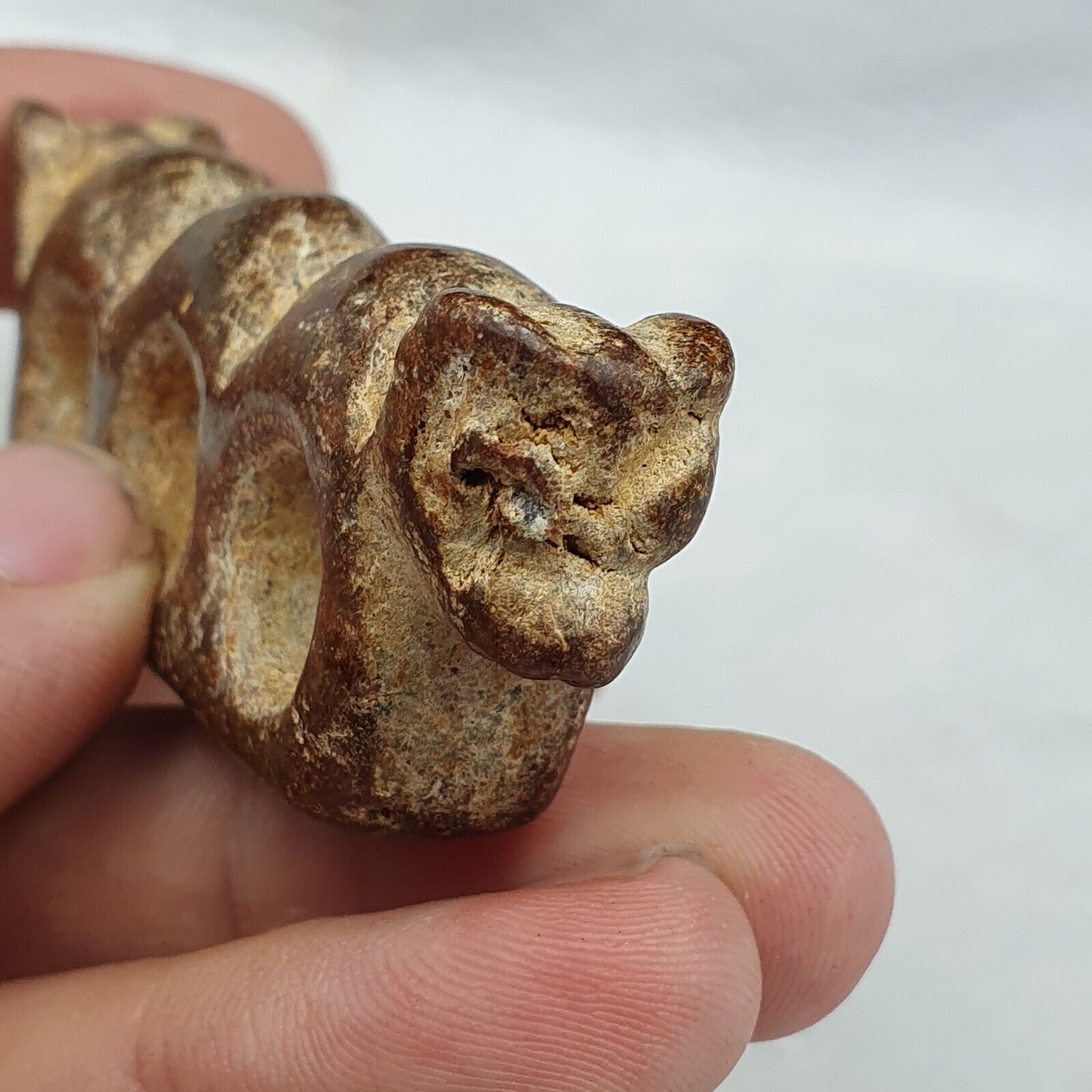 Antique Stone rusted Jade mystic Creature carving stone Pendent Amulet  JD-14
