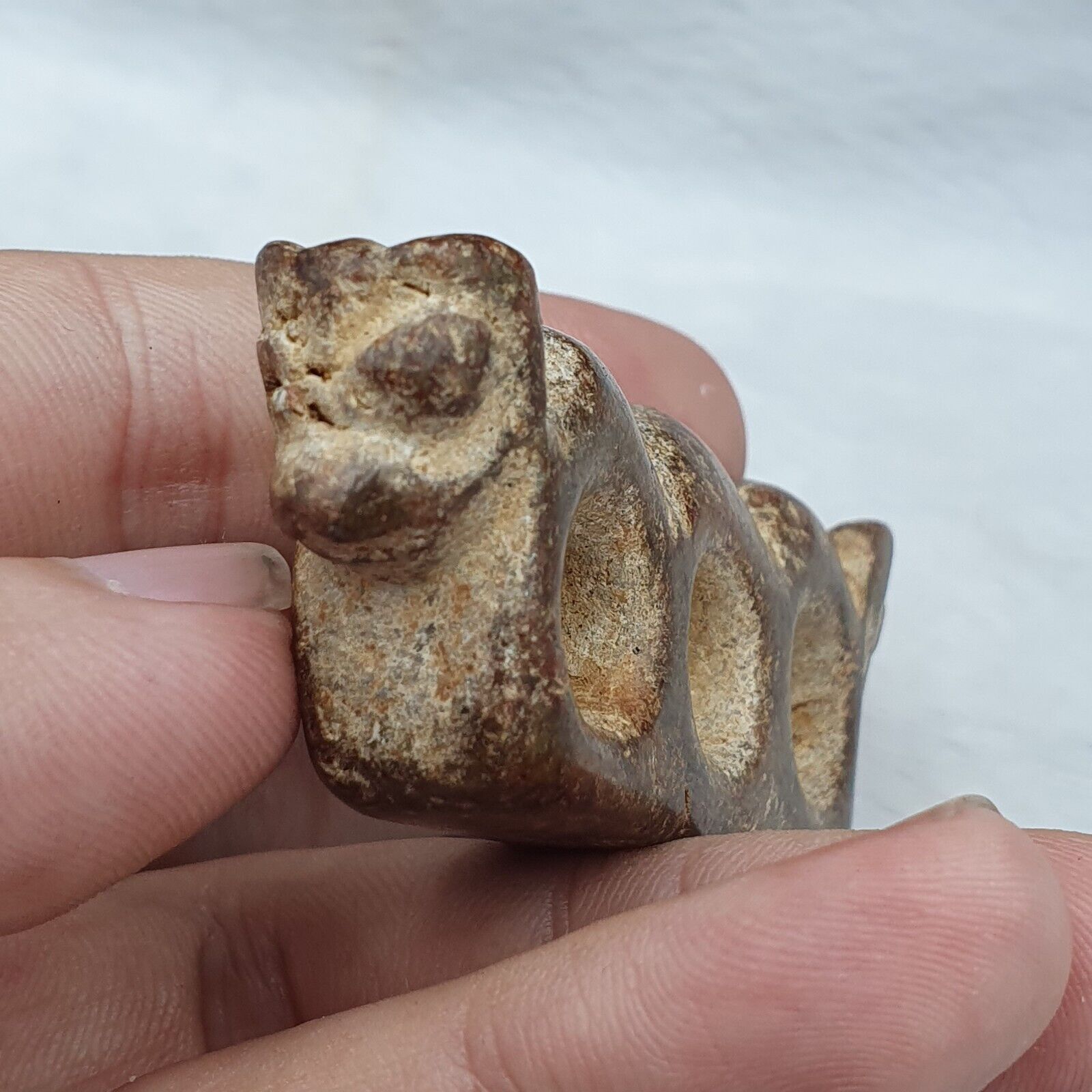 Antique Stone rusted Jade mystic Creature carving stone Pendent Amulet  JD-14