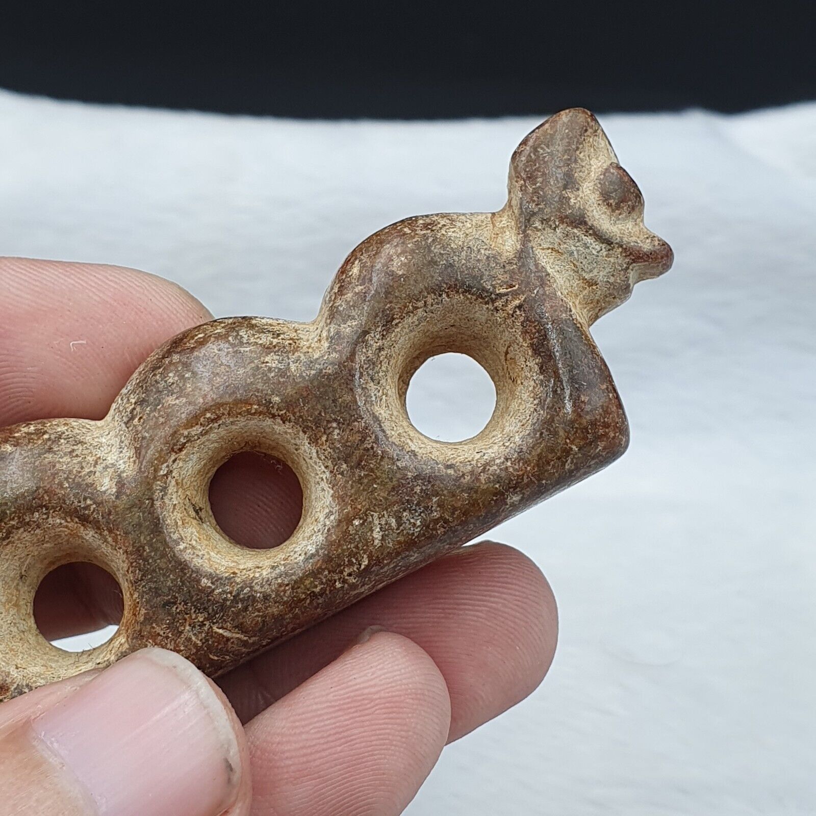 Antique Stone rusted Jade mystic Creature carving stone Pendent Amulet  JD-14