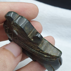 Antique Stone green Jade mystic Bird carving stone Pendent Amulet  JD-15