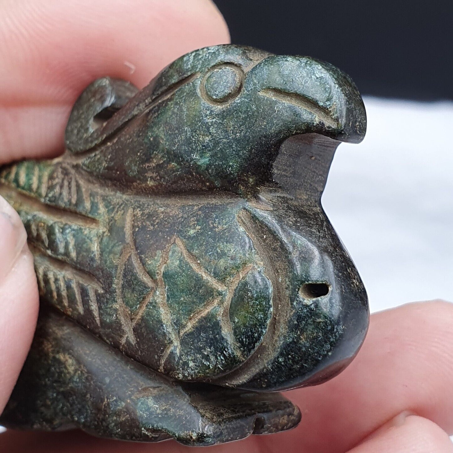 仿古石綠玉神秘鳥雕刻石吊墜護身符 JD-15