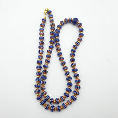 Antique Venetian inspired Blue Chevron Beads Long Strand necklace 24inch