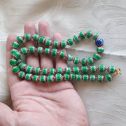 East Oasis Vintage Venetian Style Green Chevron Glass Bead Necklace 24 Inch Ref Grn-1
