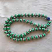East Oasis Vintage Venetian Style Green Chevron Glass Bead Necklace 24 Inch Ref Grn-1