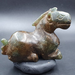 Antique Stone green Jade mystic Animal carving stone Pendent Amulet  JD-17
