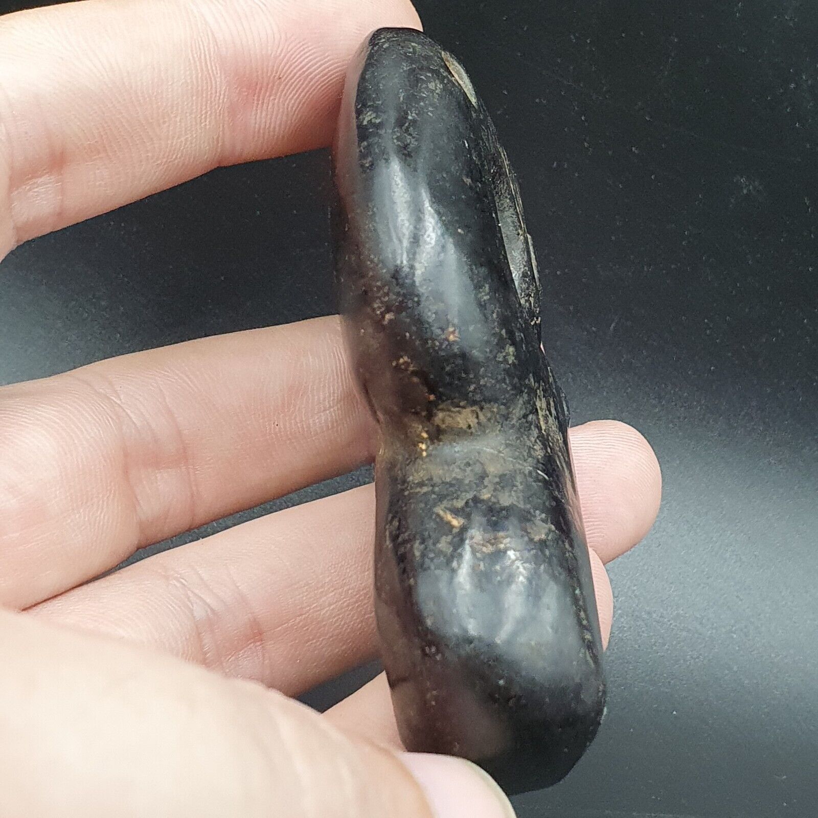 Antique Black Magnetic Stone Mystery creature Pendent Jade Amulet Stone MG-15