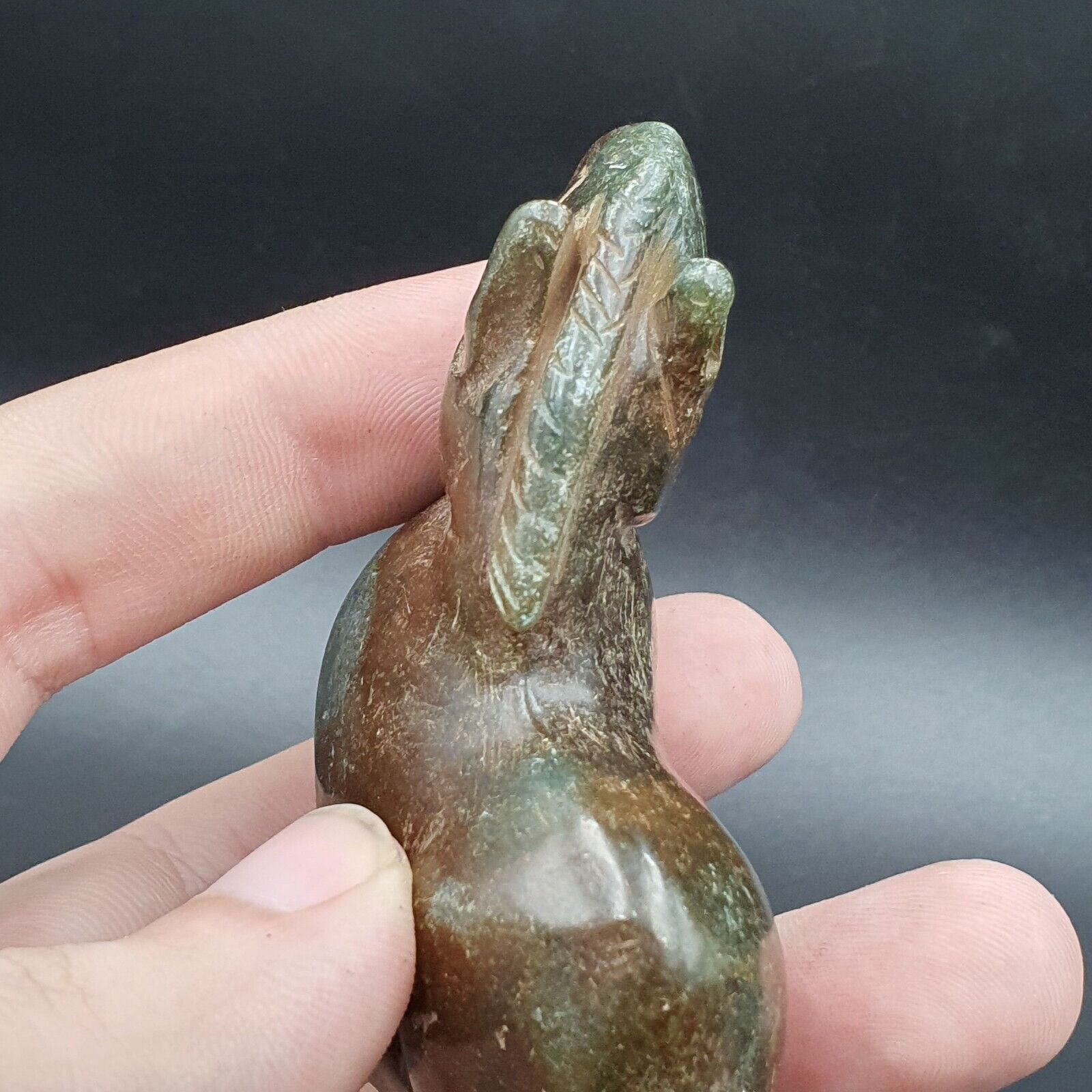Antique Stone green Jade mystic Animal carving stone Pendent Amulet  JD-17