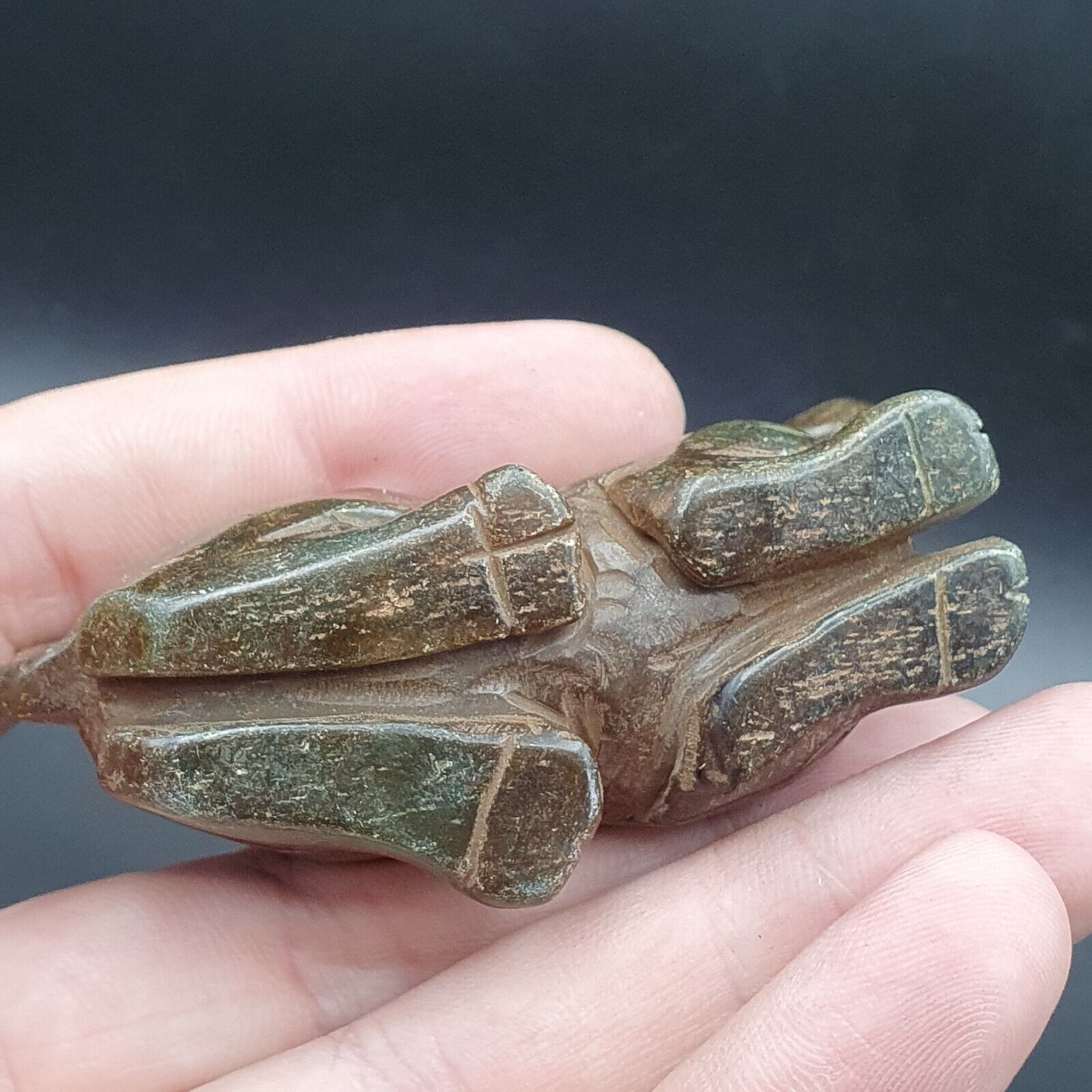 Antique Stone green Jade mystic Animal carving stone Pendent Amulet  JD-17